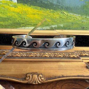 Vtg Willie Archie Talahaftewa Hopi Sterling Silver Overlay Cuff Bracelet Size 6
